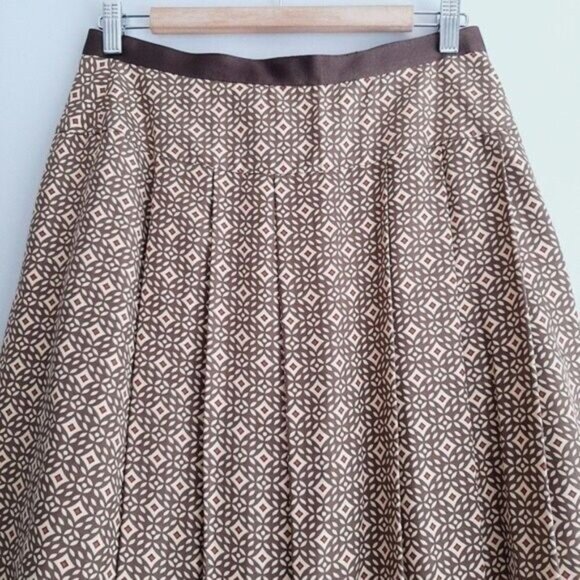 AK ANNE KLEIN / 100% Silk Plisse Pleated A-line Skirt Geo Print Sz 6 - Picture 4 of 10